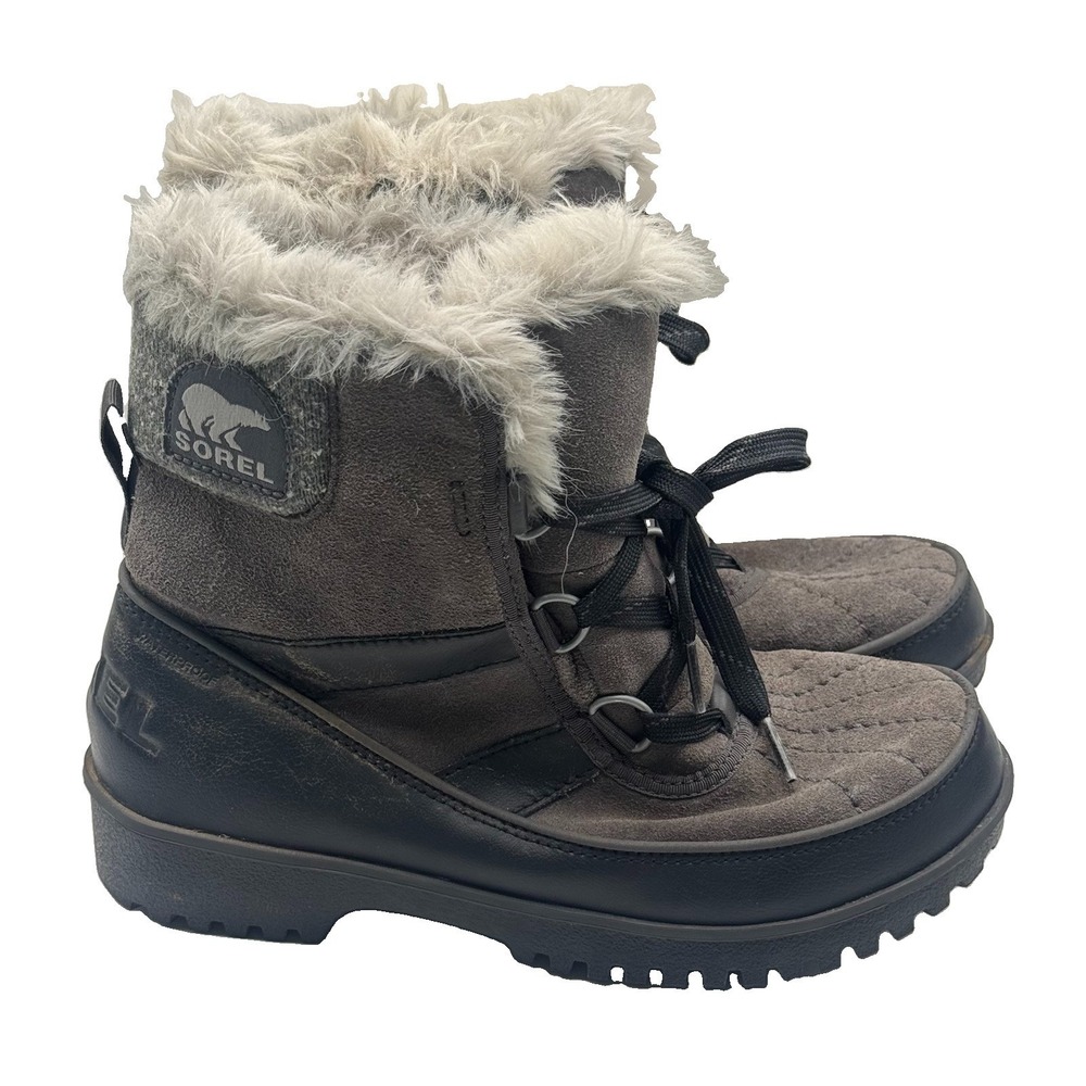 Sorel Tivoli III Snow Boots W 6.5 Quarry Cloud Grey Suede Faux Fur Waterproof